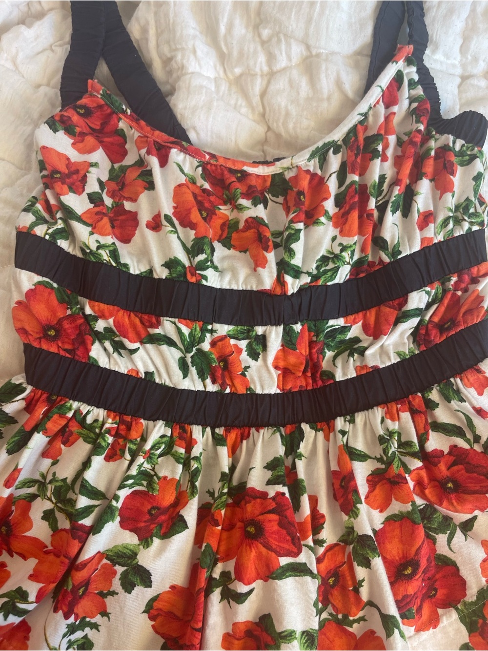 Maeve Anthropologie Floral Tank Top Stretchy Poppy Open Back Cottagecore Boho M - Picture 15 of 15